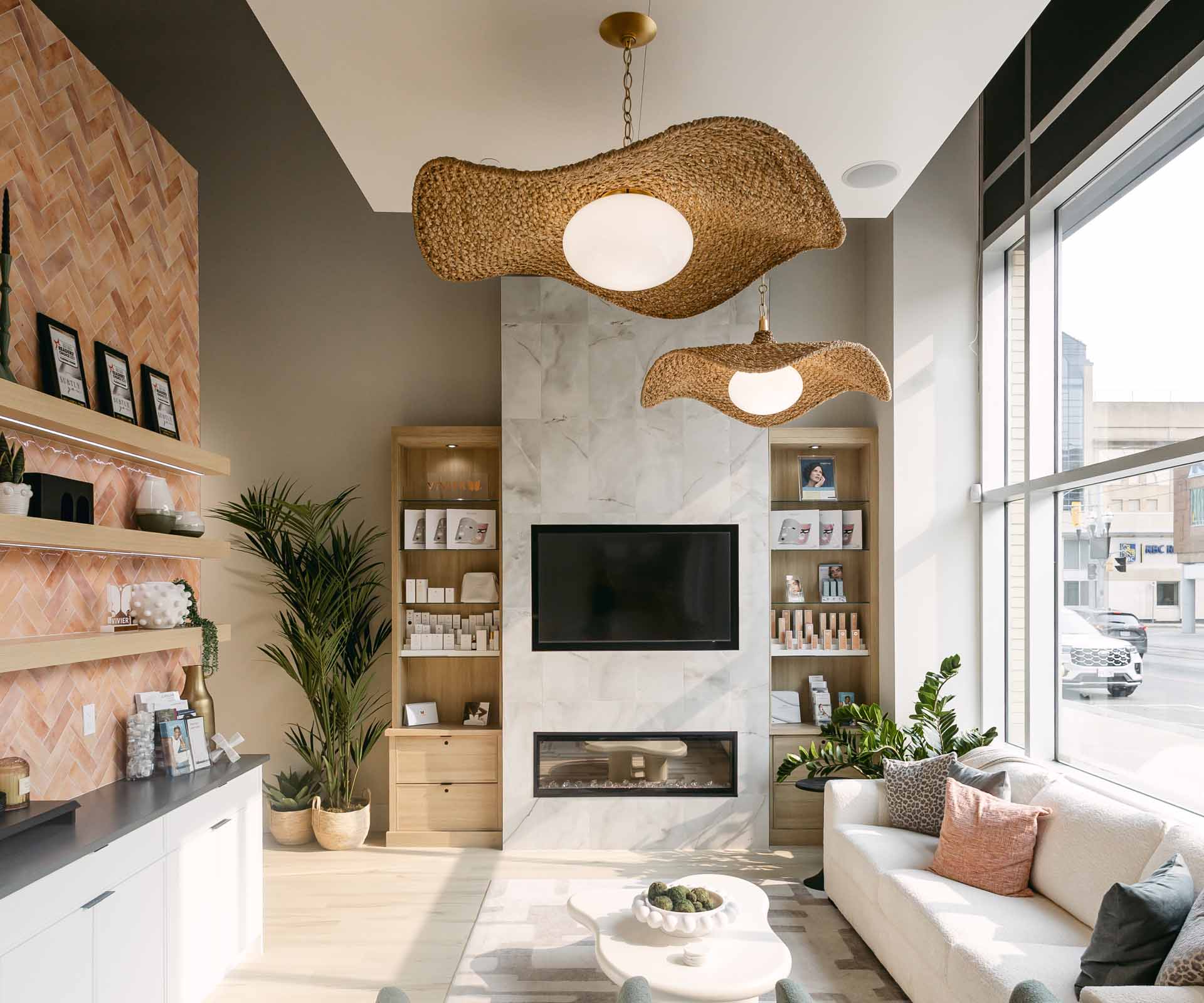 Inside Subtly You: warm linen seating, sculptural lights and a welcoming Uptown Waterloo space